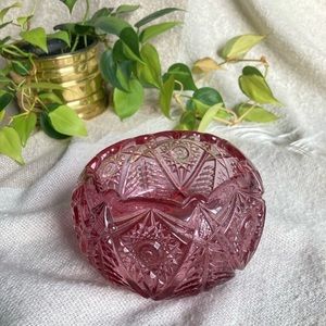 Dusty rose depression glass candy dish